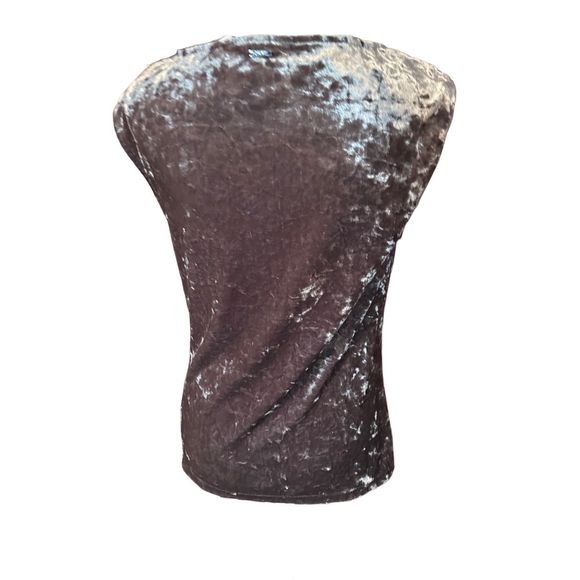 306. NWOT DKNY CRUSHED VELVET GRAY SLEEVELESS COWL NECK WOMENS TOP MSRP $49 - Picture 4 of 9